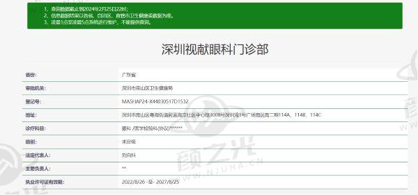 深圳视献眼科门诊部资质