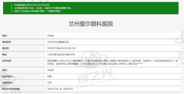 兰州爱尔眼科医院资质信息