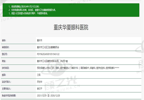 重庆华厦眼科医院资质