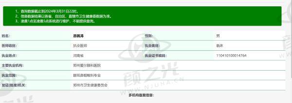 郑州爱尔眼科医院游昌涛个人资质