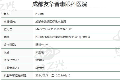 成都友华普惠眼科医院资质