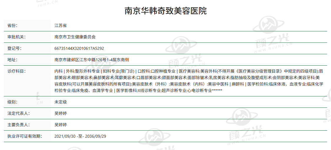 南京华韩奇致美容医院的基本情况
